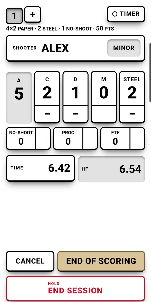 Rangepad scoring pad with hit factor